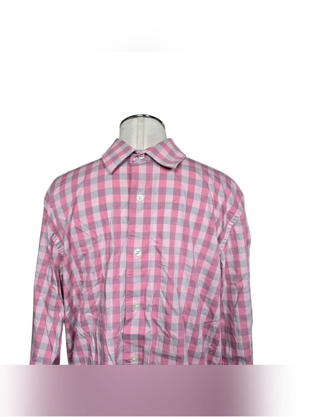 Apt. 9 Premier Flex Slim Fit Plaid Button Down Shirt Pink Gray Long Sleeves 16 - Picture 2 of 8